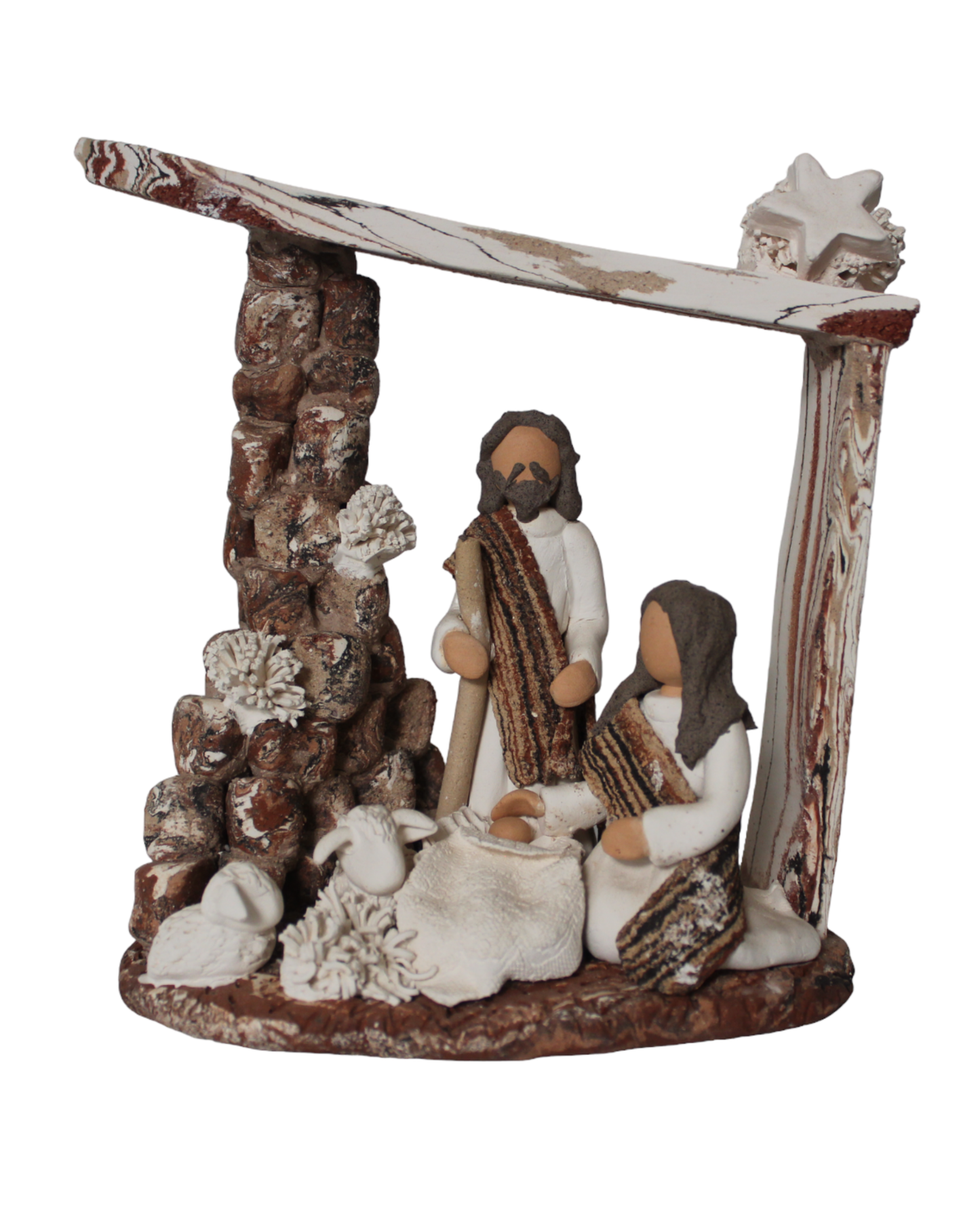 Clay nativity scene